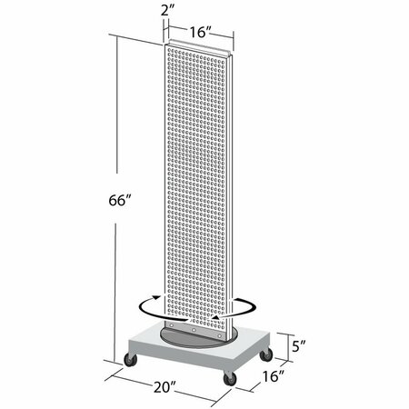 Azar Displays Two-Sided Pegboard Floor Display on Revolving Wheeled Base. Spinner Rack Stand. 700253-PUR